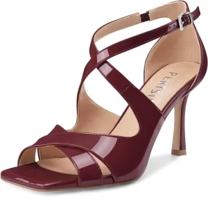 Women's Stiletto High Heels Cross Strap Dressy Sandals Square Open Toe Strappy Stilettos Summer Shoes for Ladies Sexy