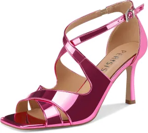 Women's Stiletto High Heels Cross Strap Dressy Sandals Square Open Toe Strappy Stilettos Summer Shoes for Ladies Sexy