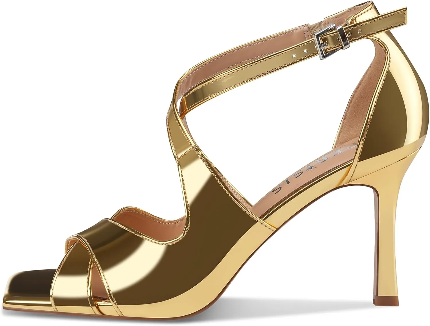 Women's Stiletto High Heels Cross Strap Dressy Sandals Square Open Toe Strappy Stilettos Summer Shoes for Ladies Sexy