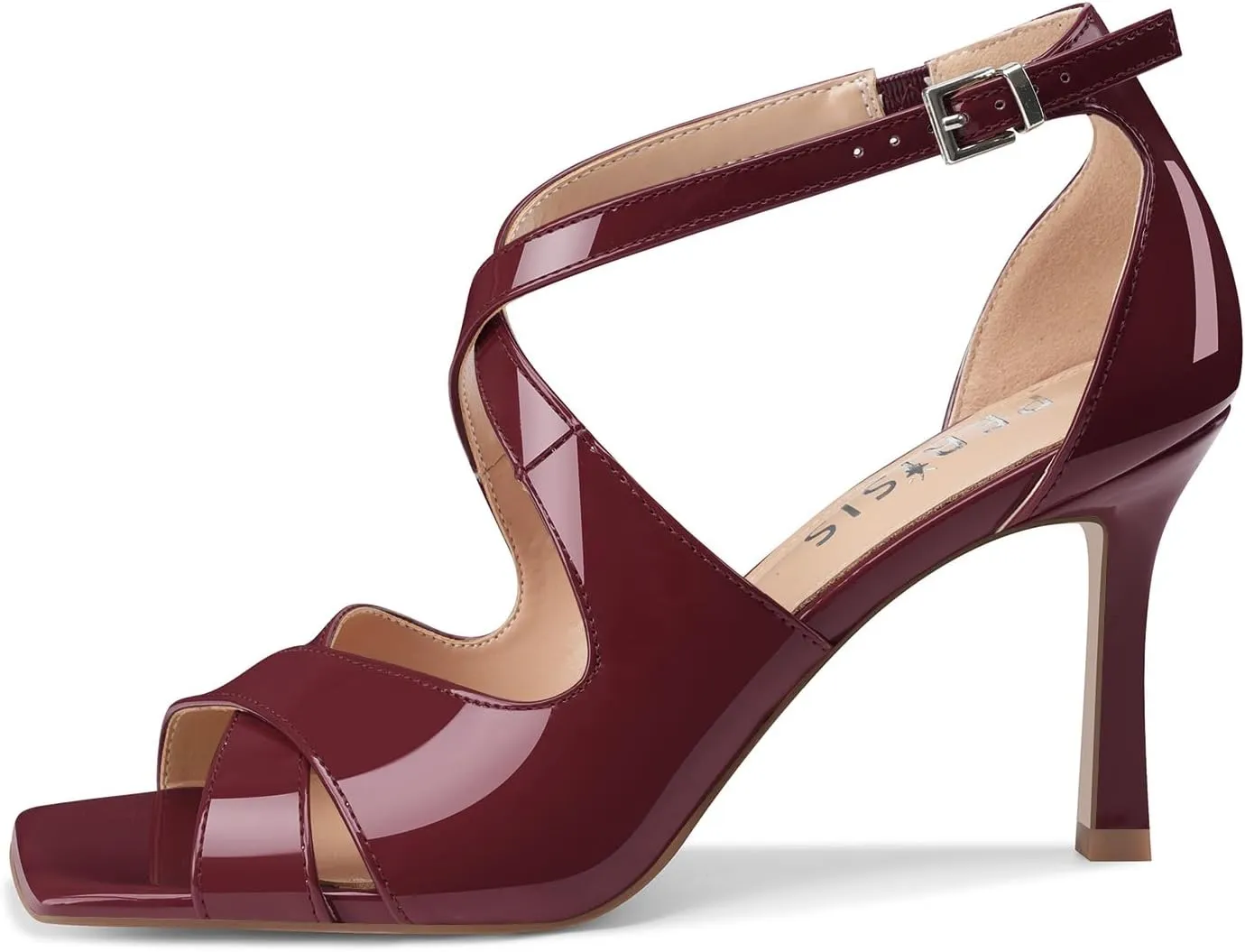Women's Stiletto High Heels Cross Strap Dressy Sandals Square Open Toe Strappy Stilettos Summer Shoes for Ladies Sexy