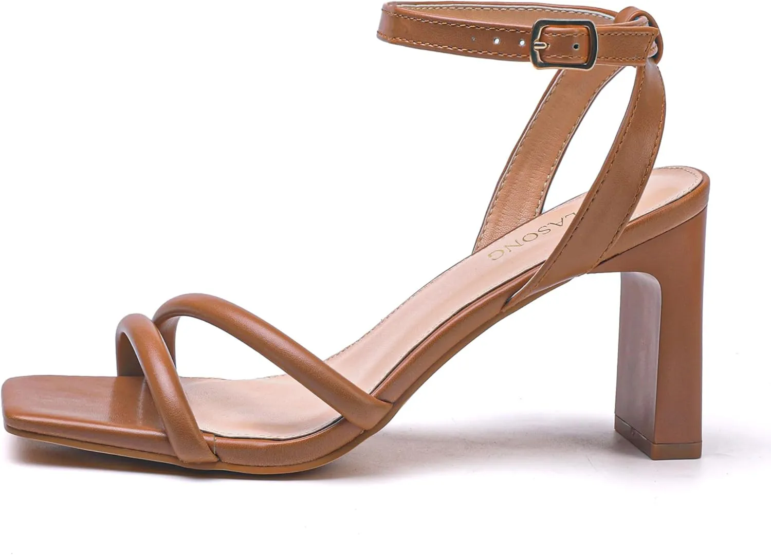 Womens Strappy Heeled Sandals Square Open Toe Chunky High Heels Strappy Ankle Buckle Pump Sandals Sexy Dress Party Shoes