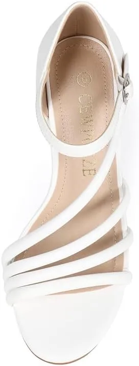 Women's Strappy Heels Round Open Toe Stiletto High Heeled Sandals for Women Dressy