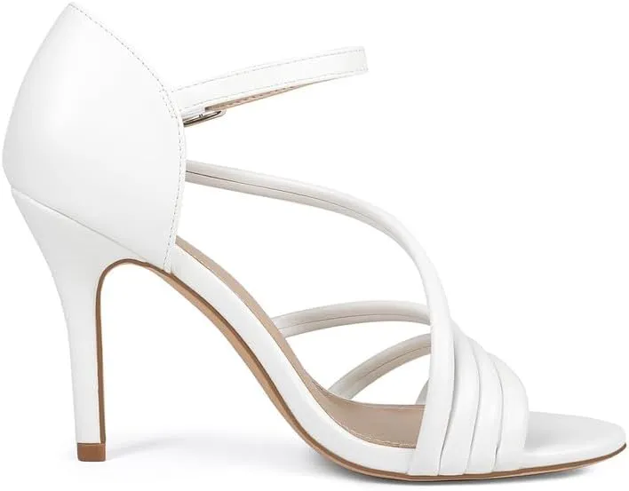 Women's Strappy Heels Round Open Toe Stiletto High Heeled Sandals for Women Dressy