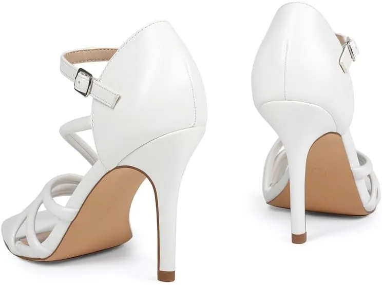 Women's Strappy Heels Round Open Toe Stiletto High Heeled Sandals for Women Dressy