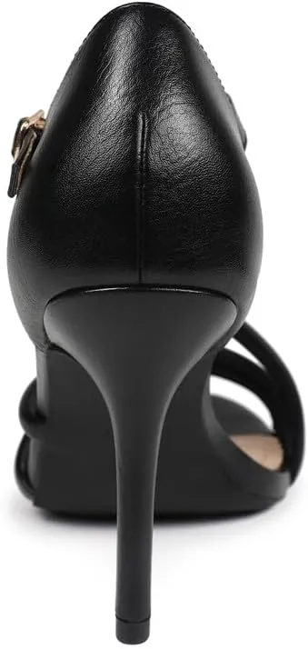 Women's Strappy Heels Round Open Toe Stiletto High Heeled Sandals for Women Dressy