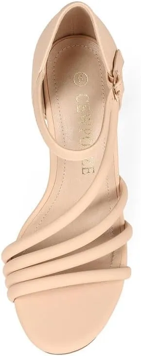 Women's Strappy Heels Round Open Toe Stiletto High Heeled Sandals for Women Dressy