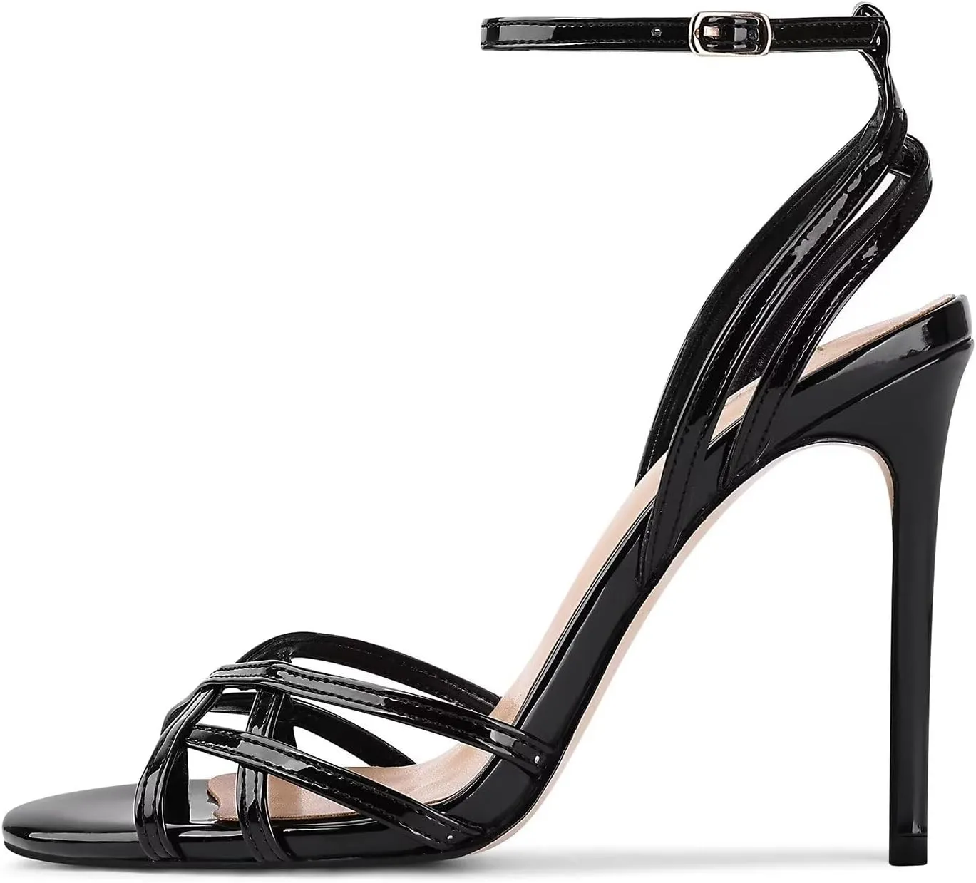 Womens Strappy Lace up Heels Sandals Sexy Stiletto High Heeled Open Square Toe Strap Summer Dress Shoes