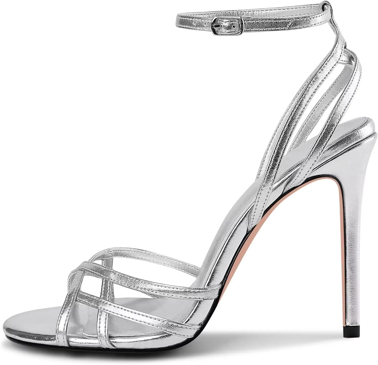 Womens Strappy Lace up Heels Sandals Sexy Stiletto High Heeled Open Square Toe Strap Summer Dress Shoes
