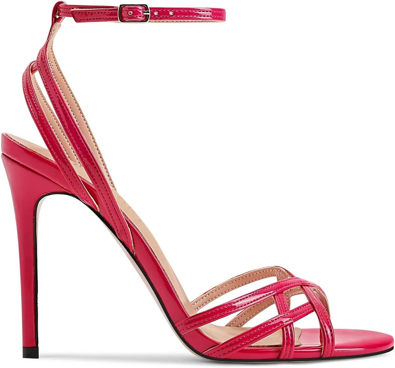 Womens Strappy Lace up Heels Sandals Sexy Stiletto High Heeled Open Square Toe Strap Summer Dress Shoes