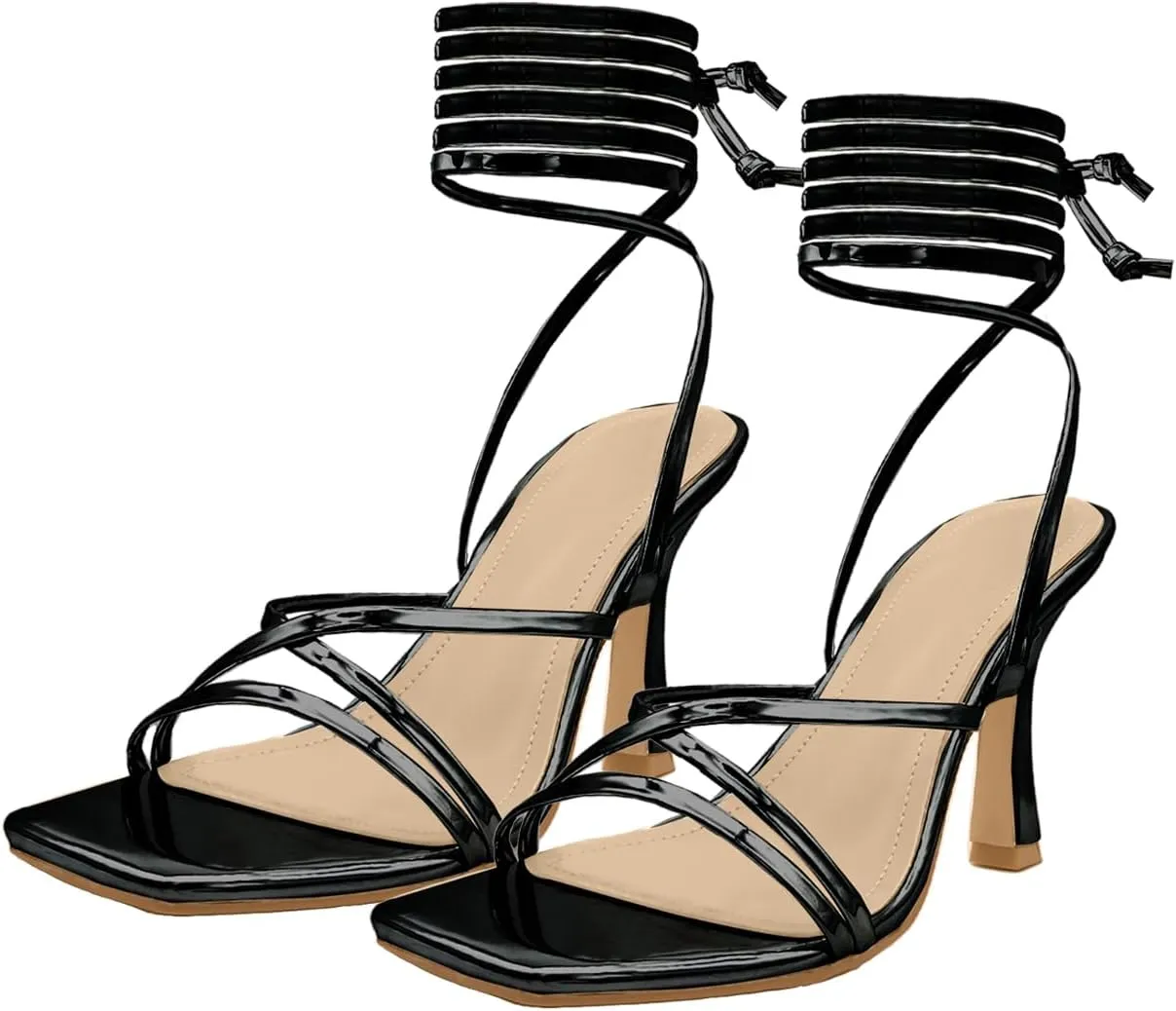Women’s Strappy Stiletto High Heeled Square Toe Sandals