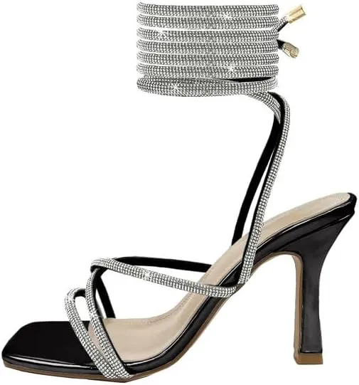Women’s Strappy Stiletto High Heeled Square Toe Sandals
