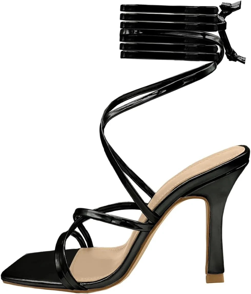 Women’s Strappy Stiletto High Heeled Square Toe Sandals