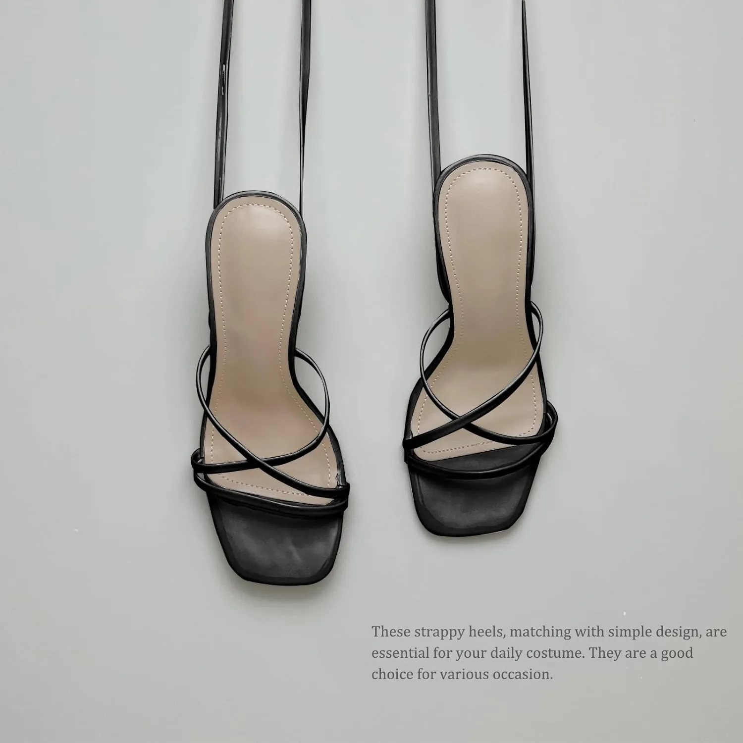 Women’s Strappy Stiletto High Heeled Square Toe Sandals