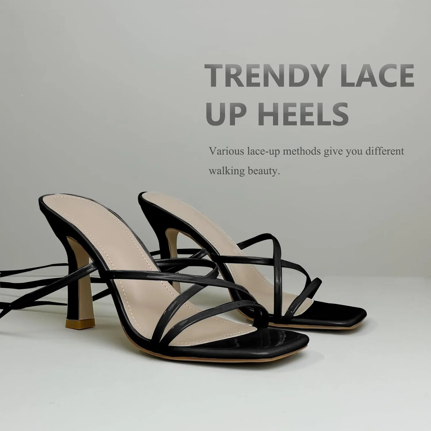 Women’s Strappy Stiletto High Heeled Square Toe Sandals