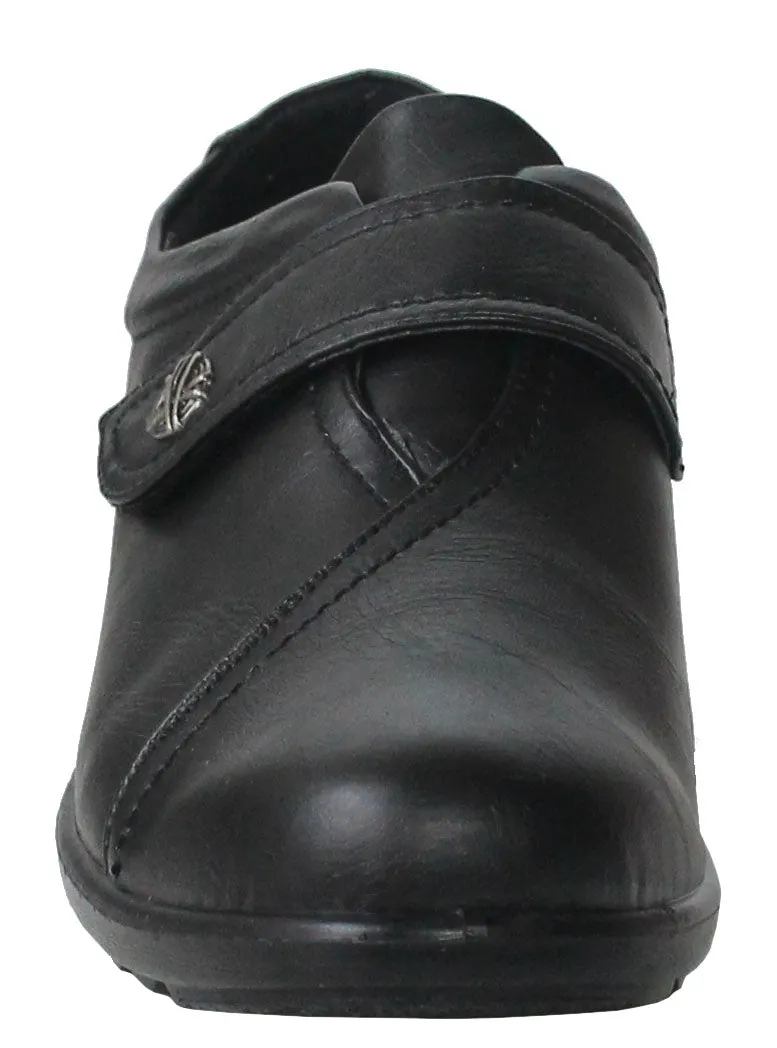 Womens Touch Fasten Ladies Black Loafer Flats Shoes UK Sizes