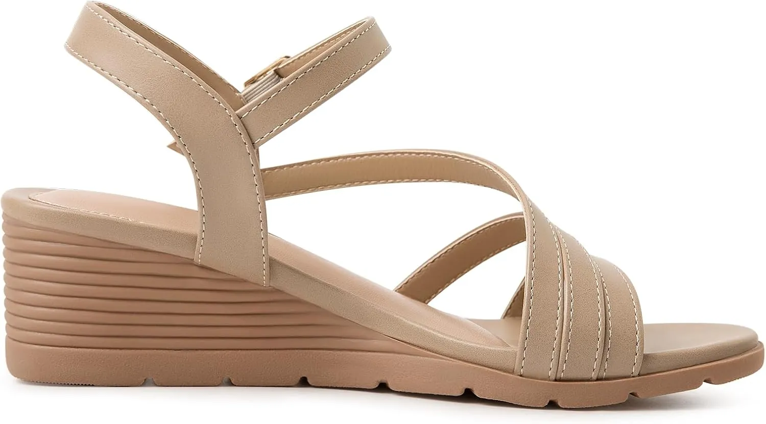 Women's Wedge Sandals Dressy, Comfortable Strappy Low Wedges Womens Open Toe Sandal for Summer