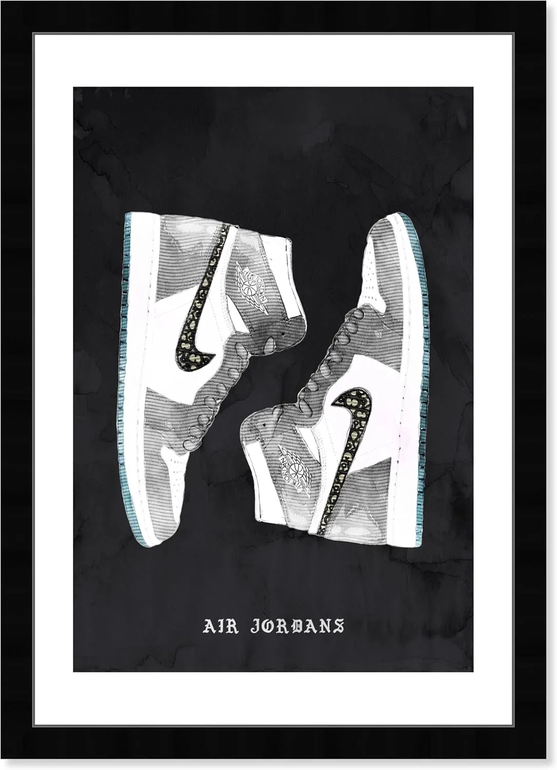Wynwood Studio Fashion and Glam Modern Basketball Retro Shoes Canvas Wall Art Classic Sneakers II Living Room Bedroom and Bathroom Home Decor 13x19 Black and White