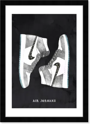 Wynwood Studio Fashion and Glam Modern Basketball Retro Shoes Canvas Wall Art Classic Sneakers II Living Room Bedroom and Bathroom Home Decor 13x19 Black and White