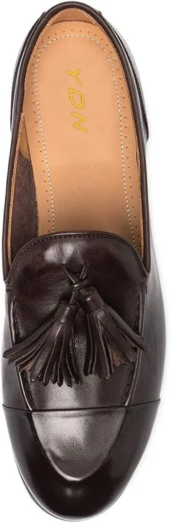 YDN Women Casual Low Heel Loafers Round Toe Slip On Tassels Flats Comfort Shoes for Women Size 4-15 US