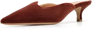 YDN Women Comfort Pointed Closed Toe Mules Low Kitten Heel Slide Loafers Dress Party Office Sandals