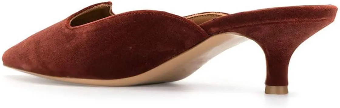 YDN Women Comfort Pointed Closed Toe Mules Low Kitten Heel Slide Loafers Dress Party Office Sandals