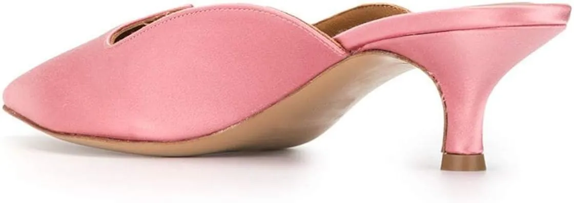 YDN Women Comfort Pointed Closed Toe Mules Low Kitten Heel Slide Loafers Dress Party Office Sandals