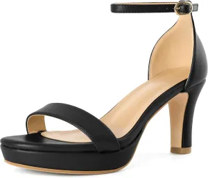 YODEKS Women's Heeled Sandals Platform Sandals Chunky Heels Open Toe Strappy Block Heel with Adjustable Ankle Strap