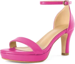 YODEKS Women's Heeled Sandals Platform Sandals Chunky Heels Open Toe Strappy Block Heel with Adjustable Ankle Strap