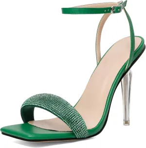 YODEKS Women's High Heel Sandals Strappy Stiletto High Heel Open Square Toe Shoes
