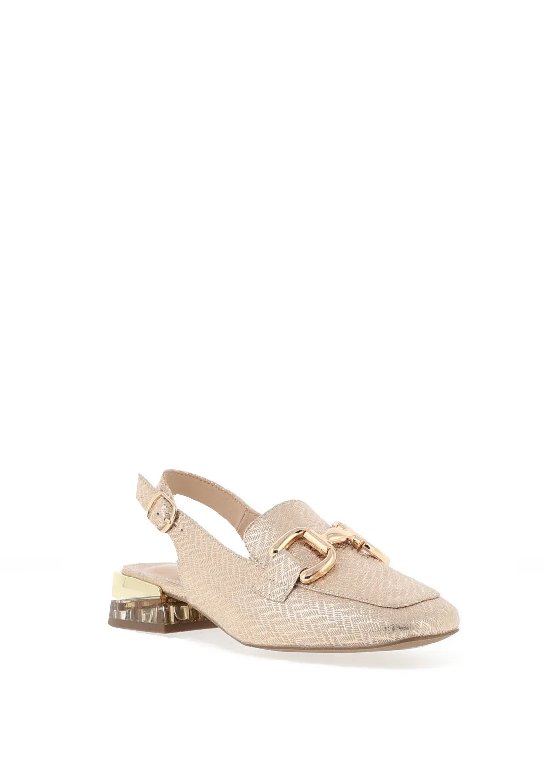 Zanni & Co. Diraz Sling Back Loafers, Gold Zig Zag