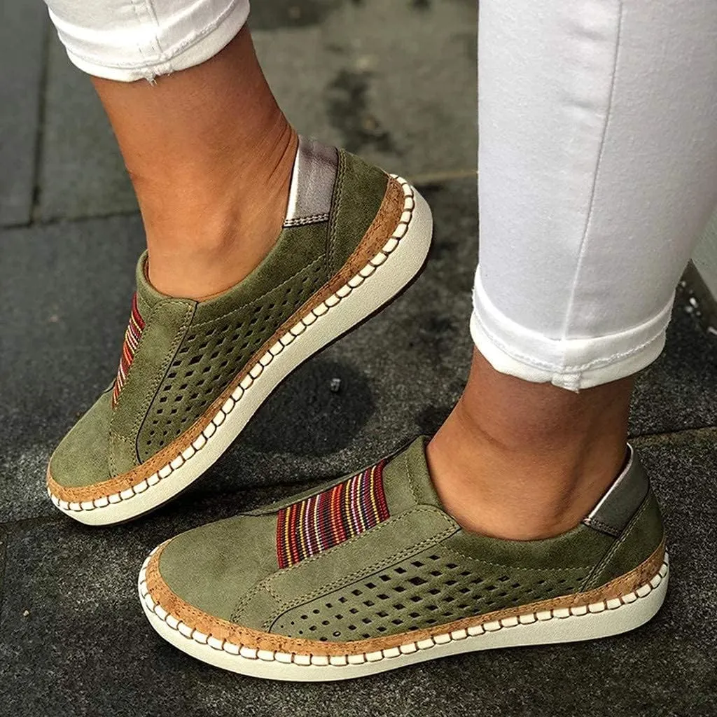 ZBYY Women's Fashion Slip-On Sneaker Breathable Casual Flat Loafers Flats Rubber Sole Canvas Shoes Summer Beach Shoes
