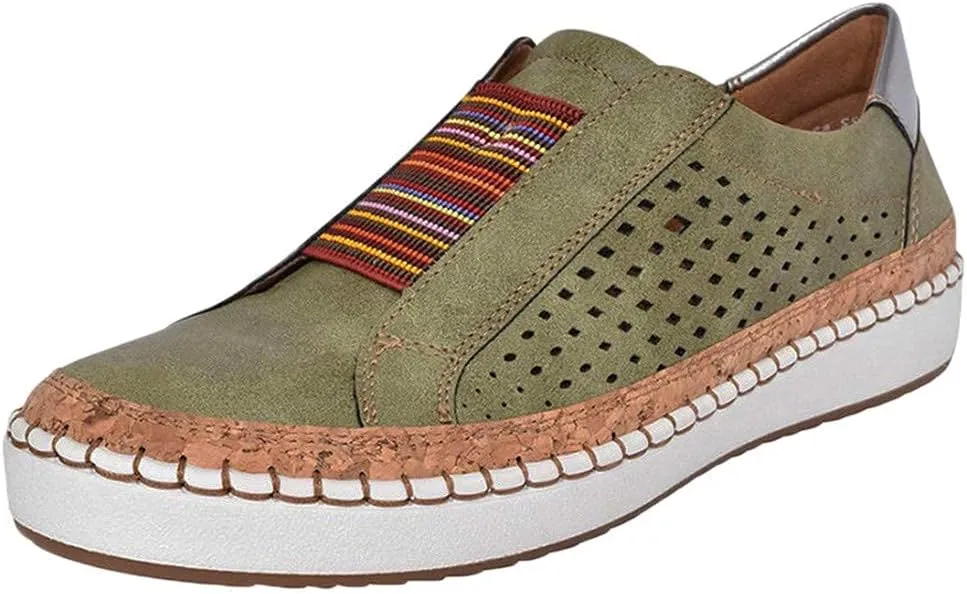 ZBYY Women's Fashion Slip-On Sneaker Breathable Casual Flat Loafers Flats Rubber Sole Canvas Shoes Summer Beach Shoes
