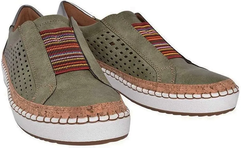 ZBYY Women's Fashion Slip-On Sneaker Breathable Casual Flat Loafers Flats Rubber Sole Canvas Shoes Summer Beach Shoes
