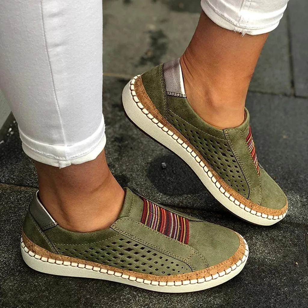 ZBYY Women's Fashion Slip-On Sneaker Breathable Casual Flat Loafers Flats Rubber Sole Canvas Shoes Summer Beach Shoes