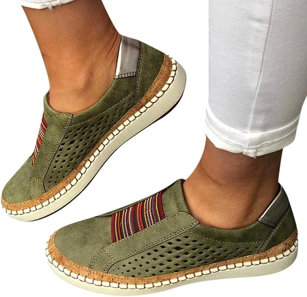 ZBYY Women's Fashion Slip-On Sneaker Breathable Casual Flat Loafers Flats Rubber Sole Canvas Shoes Summer Beach Shoes