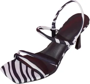 Zebra Print High Heel Sandals for Women – Stiletto Peep Toe Strappy Sandals, Fashionable Animal Print Footwear