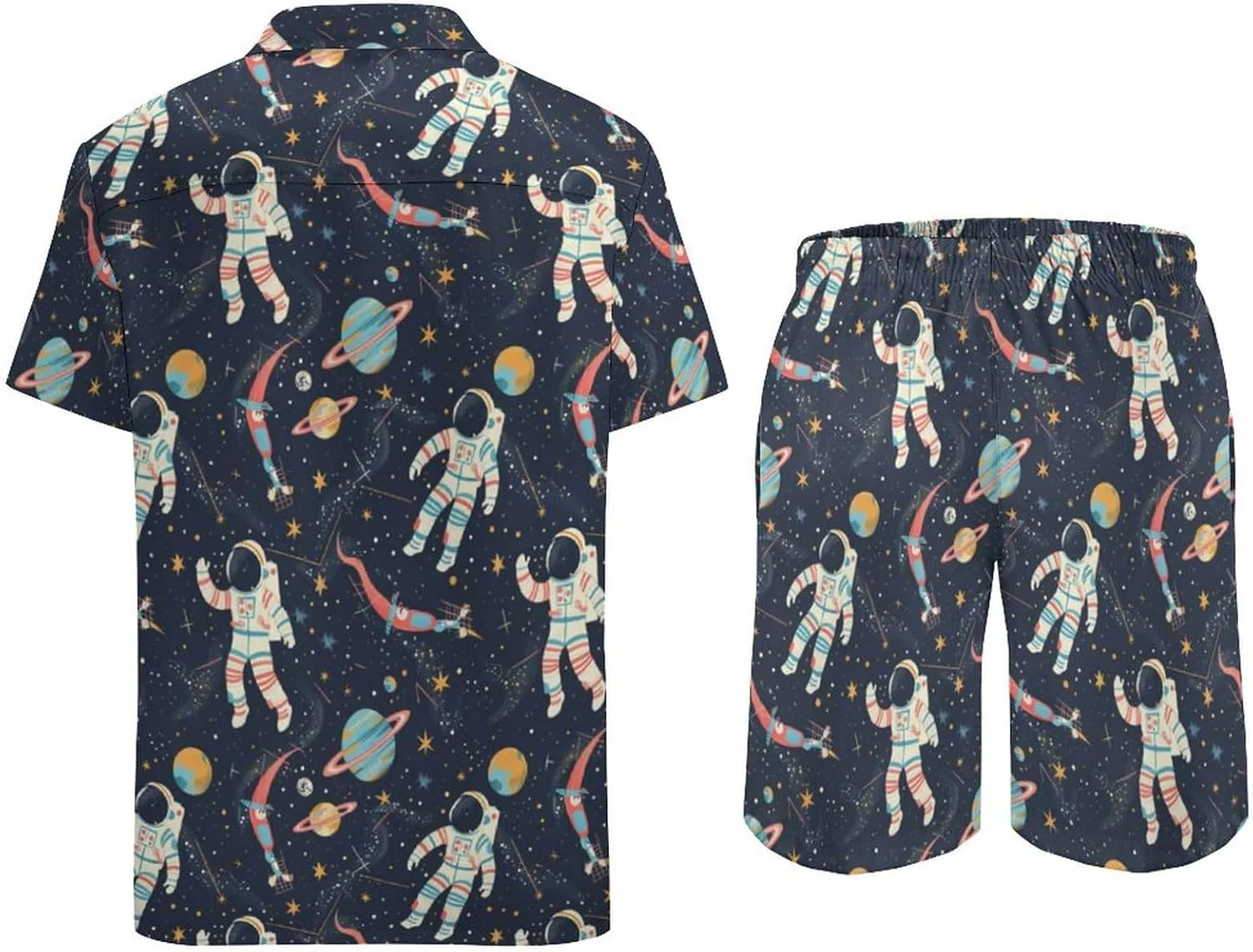 ZHANGXM Tyrannosaurus-Rex Print Men's Button-Up Shirt Hawaiian Shirt Party Beach Shorts