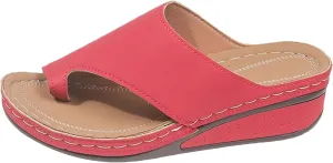 ZSpzx Women's Slide Sandals,Comfortable Arch Support Sandals Summer Orthotic Split Toe Leather Wedge Casual Sandal Cushion Flip Flops Womens Straps Slip-On Plantar Fasciitis Bunion Dressy Beach Shoes