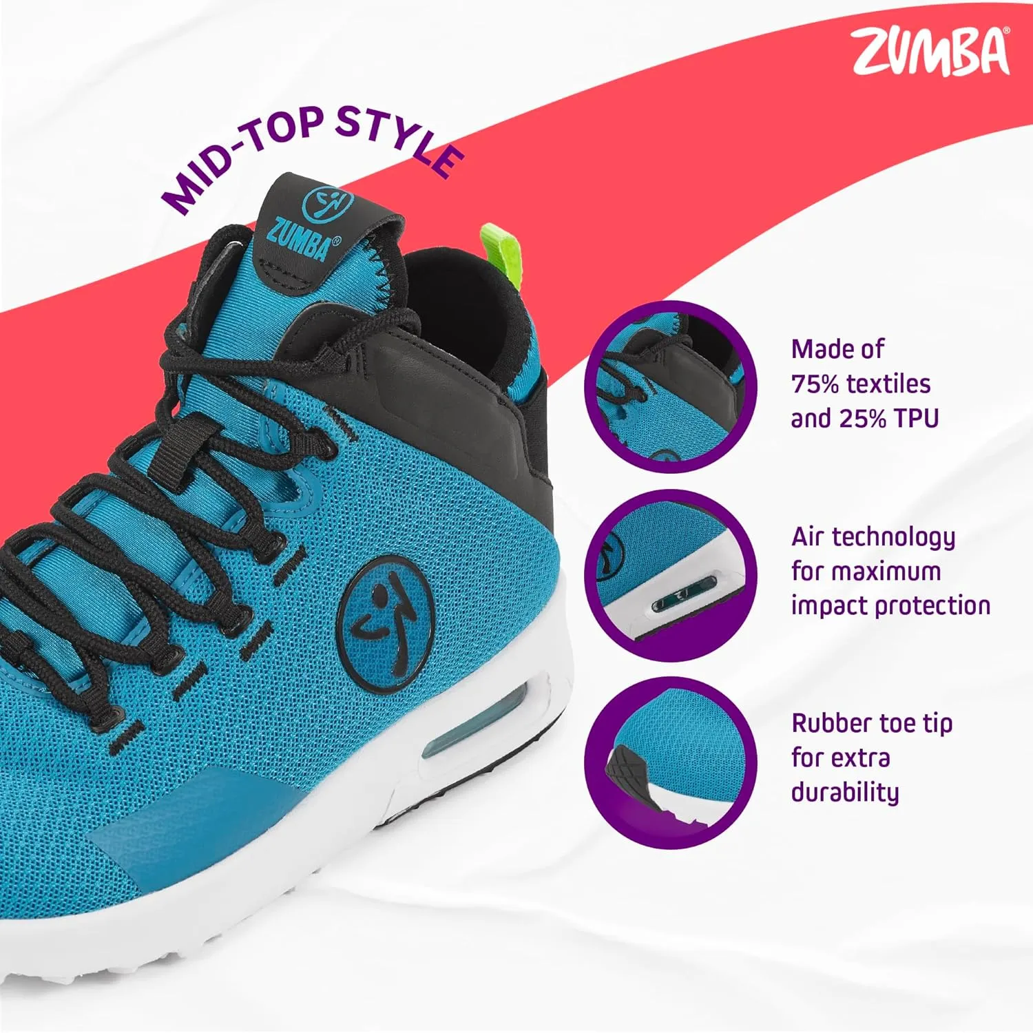 ZUMBA Air Funk Women’s Dance Shoes, Mid-Top Fitness Sneakers