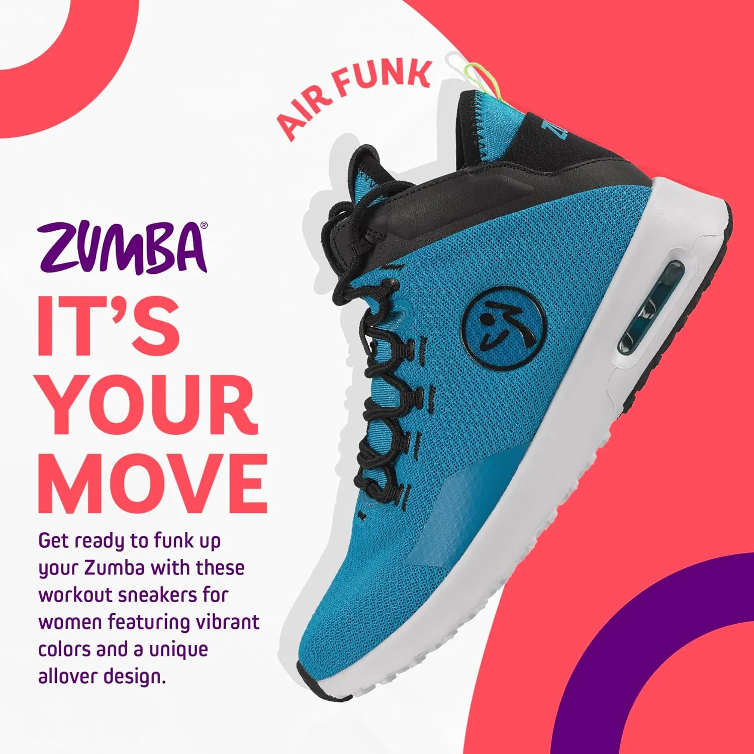 ZUMBA Air Funk Women’s Dance Shoes, Mid-Top Fitness Sneakers